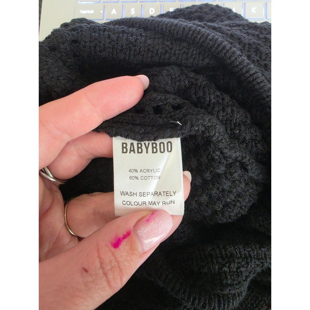 Babyboo Arabella Black Crochet Knit Halter Maxi Dress Cutout Backless Small - Picture 11 of 14
